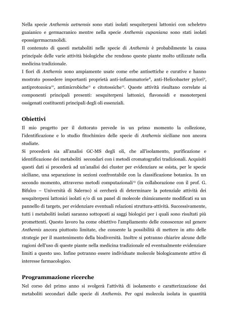 Metaboliti da piante mediterranee - Università di Palermo