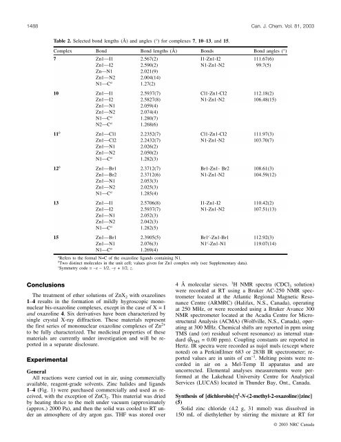 Oxazoline chemistry â Part IV: Synthesis and characterization of ...