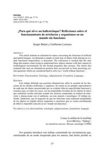 Â¿Para quÃ© sirve un ballestrinque? Reflexiones sobre el ... - Dialnet