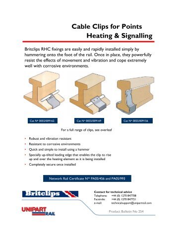 Cable Clips for Points Heating & Signalling - Unipart Rail