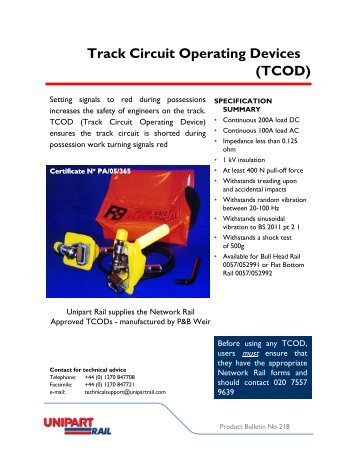 (TCOD) Track Circuit Operating Devices - Unipart Rail