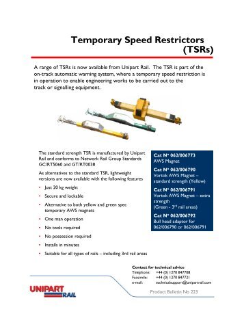 Temporary Speed Restrictors (TSRs) - Unipart Rail