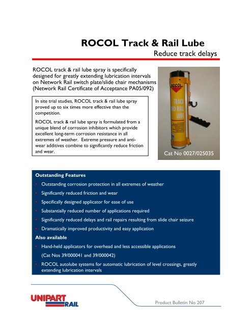 Rocol Track Rail Lube Unipart Rail