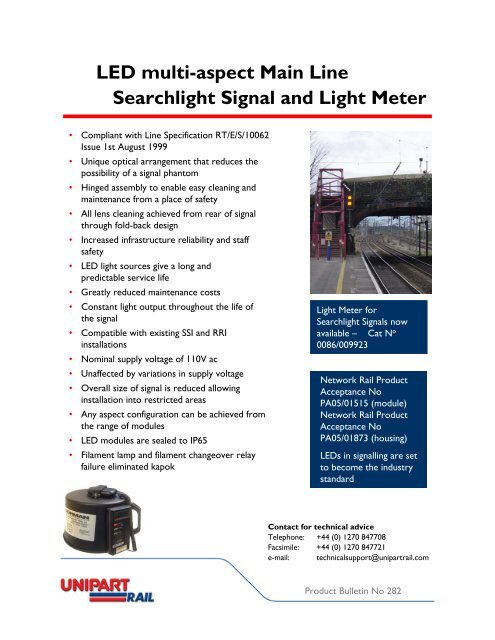 LED 4-aspect long range colour signal light - Unipart Rail