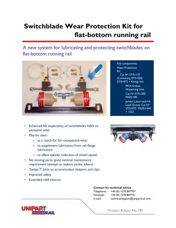 Switchblade Wear Protection Kit for flat-bottom running ... - Unipart Rail