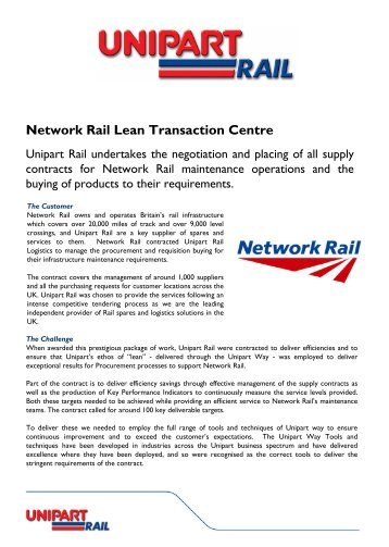 Network Rail Lean Transaction Centre - Unipart Rail