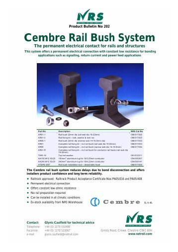 Cembre Rail Bush System - Unipart Rail