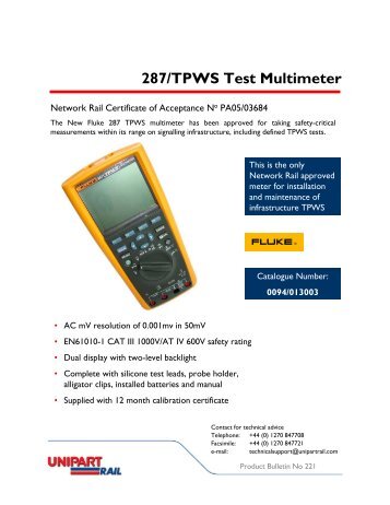 287/TPWS Test Multimeter - Unipart Rail