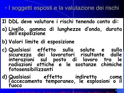 Valutazione Rischio Radiazioni Ottiche artificiali - Unipd-Org.It