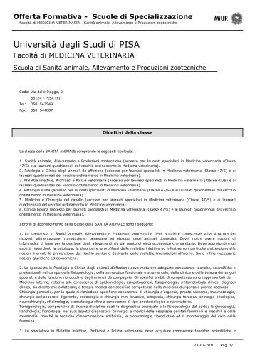 Ordinamento didattico della Scuola - UniversitÃ  degli Studi di Pisa