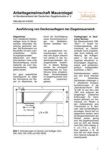 AusfÃ¼hrung von Deckenauflagern bei Ziegelmauerwerk