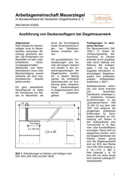 AusfÃ¼hrung von Deckenauflagern bei Ziegelmauerwerk