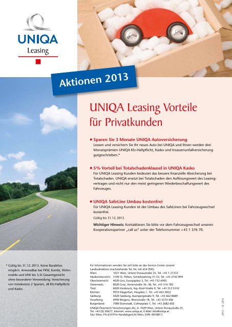 Kfz-Leasing für Privatkunden - Uniqa