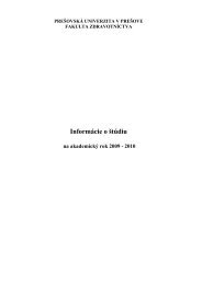 InformÃ¡cie o Å¡tÃºdiu - PreÅ¡ovskÃ¡ univerzita v PreÅ¡ove