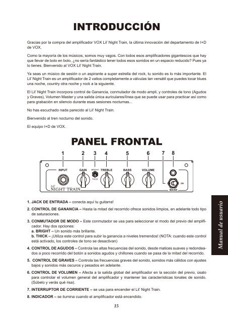 Lil' Night Train owner's manual - Vox