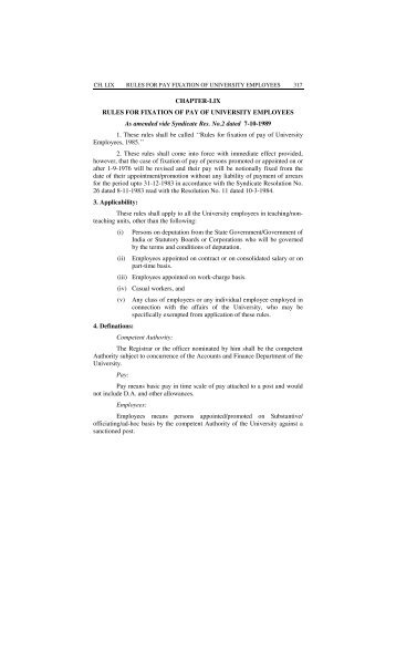 CHAPTER-LIX RULES FOR FIXATION OF PAY OF UNIVERSITY ...