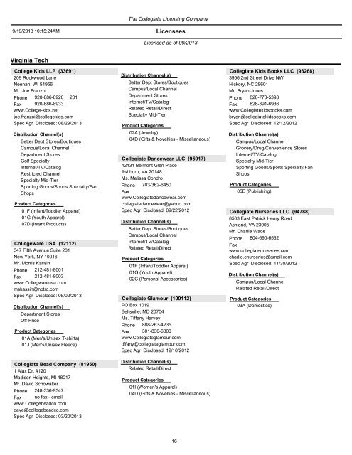 List of current Virginia Tech licensed vendors by address - University ...