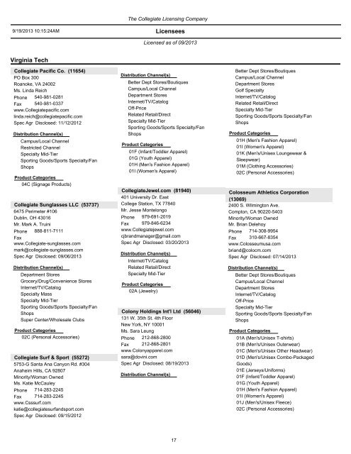 List of current Virginia Tech licensed vendors by address - University ...