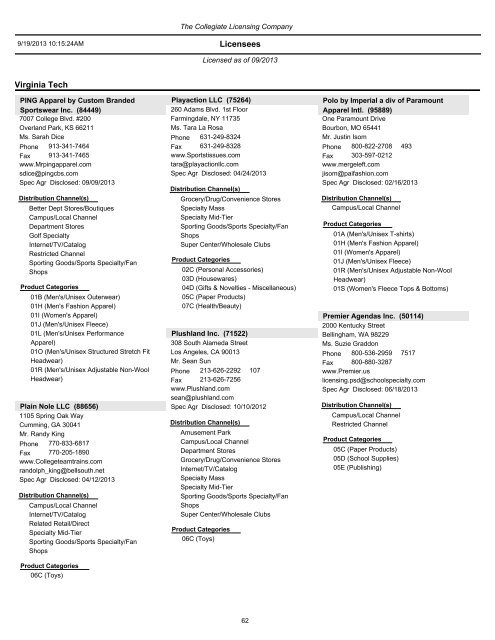 List of current Virginia Tech licensed vendors by address - University ...