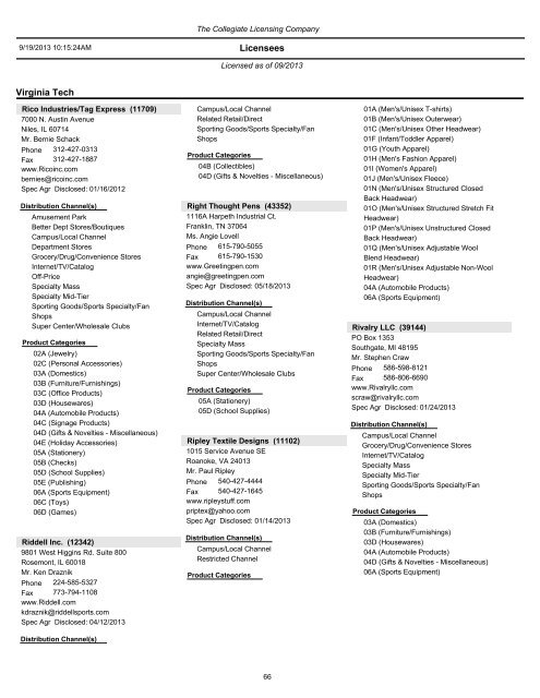 List of current Virginia Tech licensed vendors by address - University ...