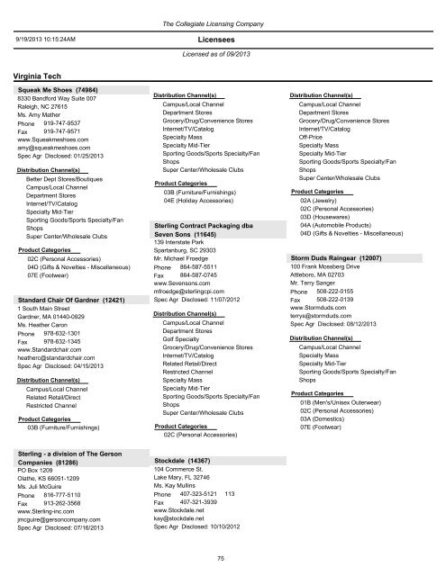 List of current Virginia Tech licensed vendors by address - University ...