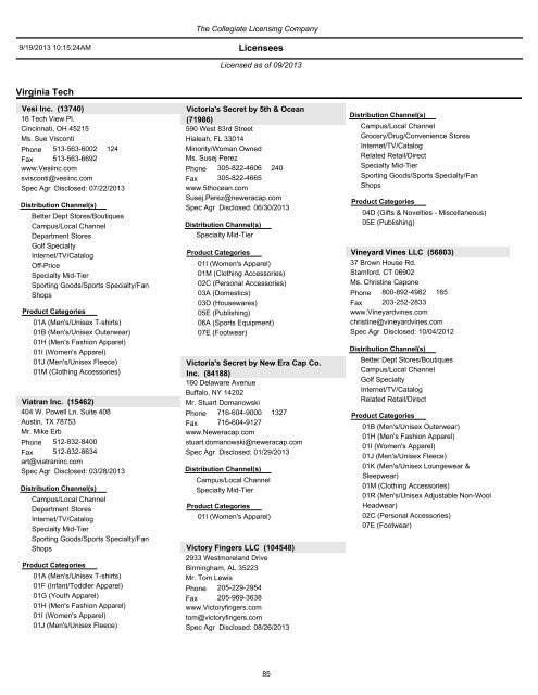 List of current Virginia Tech licensed vendors by address - University ...