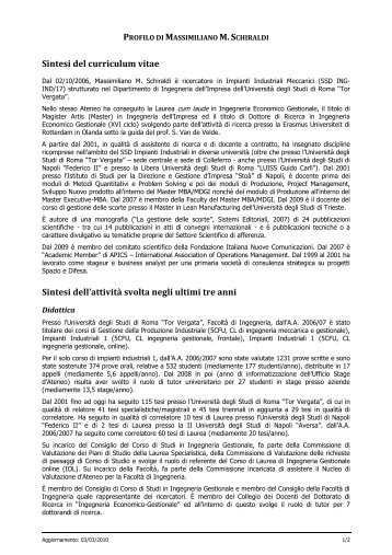 Sintesi del curriculum vitae Sintesi dell'attivitÃ  svolta negli ultimi tre ...