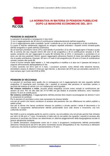 La normativa sulle pensioni pubbliche dopo le manovre ...