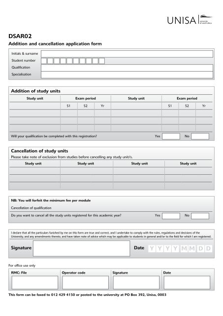 my Registration @ Unisa 2013 - University of South Africa