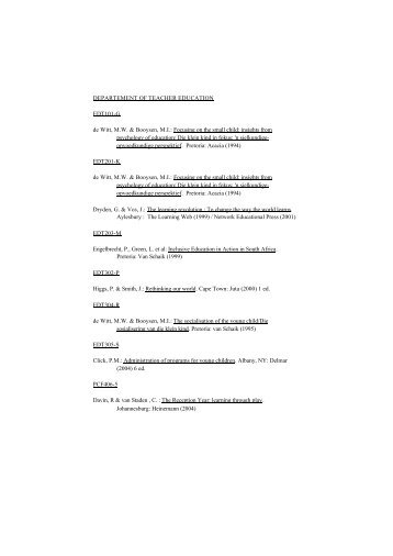 departement of teacher education - University of South Africa