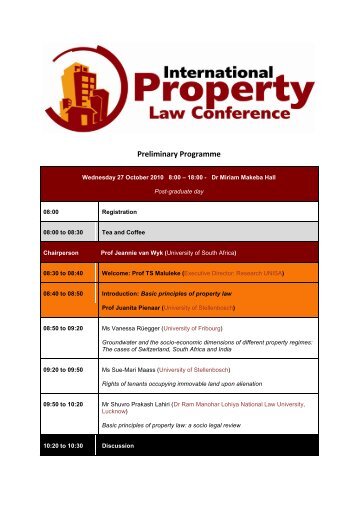 Preliminary programme (PDF) - University of South Africa