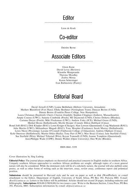 Editor Co-editor Associate Editors Editorial Board - University of ...