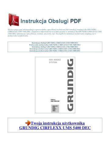 Instrukcja obsługi GRUNDIG CIRFLEXX UMS 5400 DEC - 1