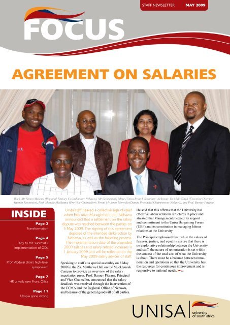 AGREEMENT ON SALARIES - University of South Africa