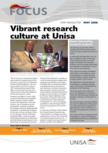 Vibrant research culture at Unisa - University of South Africa