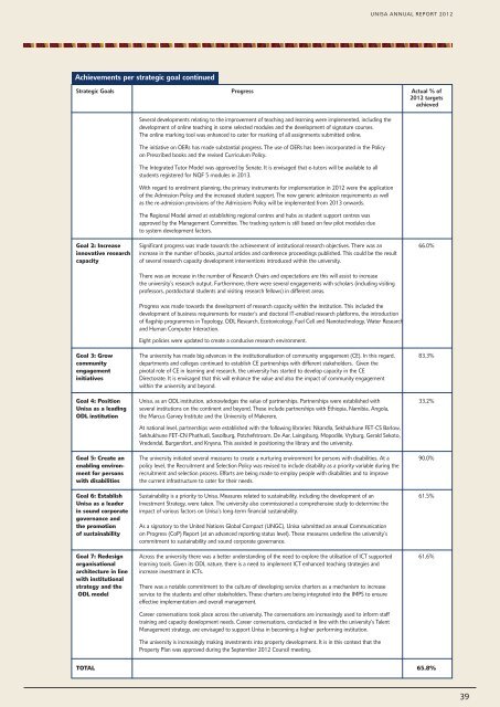 ANNUAL REPORT 2012 - University of South Africa