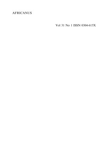 AFRICANUS Vol 31 No 1 ISSN 0304-615X - University of South Africa
