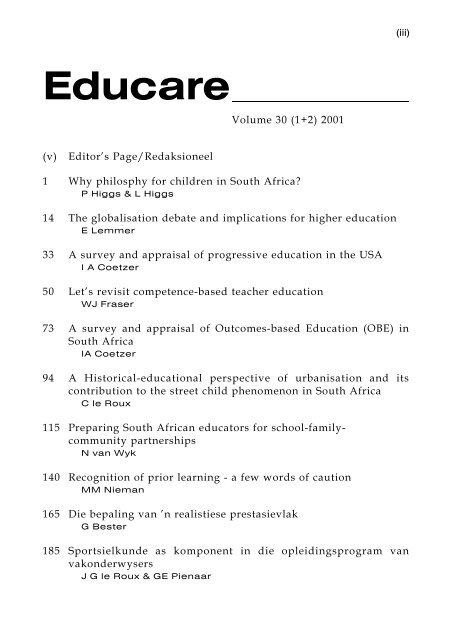 EDUCARE - University of South Africa