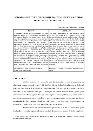 Sesmarias, registros paroquiais e polÃ­ticas expropriantes das terras ...