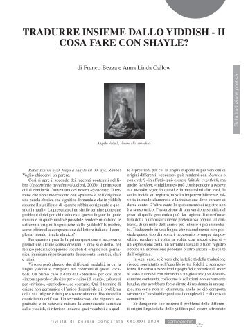 TRADURRE INSIEME DALLO YIDDISH - II COSA FARE CON ...