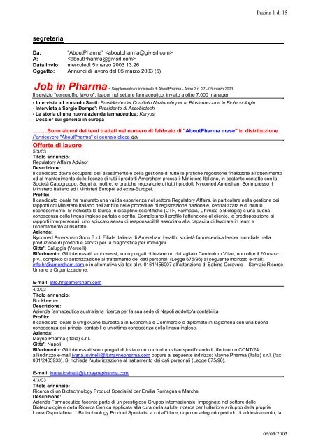 Job in Pharma - Università degli Studi di Siena