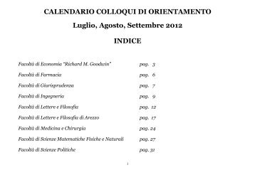 CALENDARIO COLLOQUI DI ORIENTAMENTO Luglio, Agosto ...