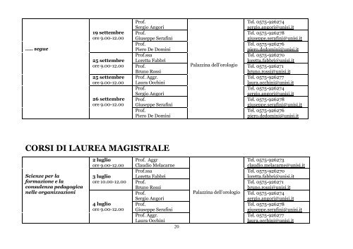 CALENDARIO COLLOQUI DI ORIENTAMENTO Luglio, Agosto ...