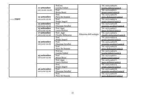 CALENDARIO COLLOQUI DI ORIENTAMENTO Luglio, Agosto ...