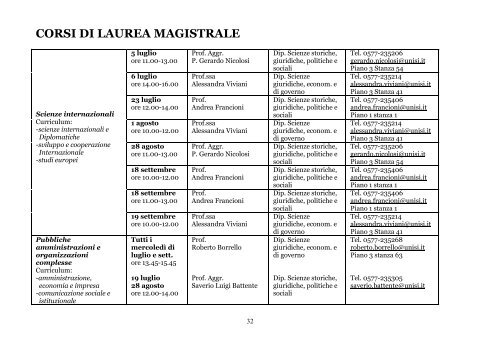 CALENDARIO COLLOQUI DI ORIENTAMENTO Luglio, Agosto ...