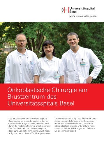 Onkoplastische Chirurgie am Brustzentrum des Universitätsspitals ...