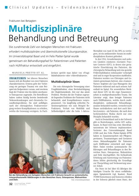 Multidisziplinäre Behandlung und Betreuung - Universitätsspital Basel