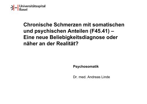 Chronische Schmerzen mit somatischen und psychischen Anteilen ...