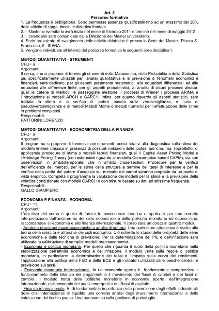 BANDO AMMISSIONE MASTER_MEBS.rtf - Università degli Studi di ...