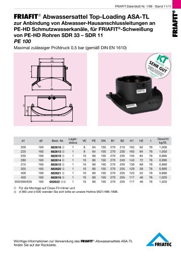 FRIAFIT® Abwassersattel Top-Loading ASA-TL